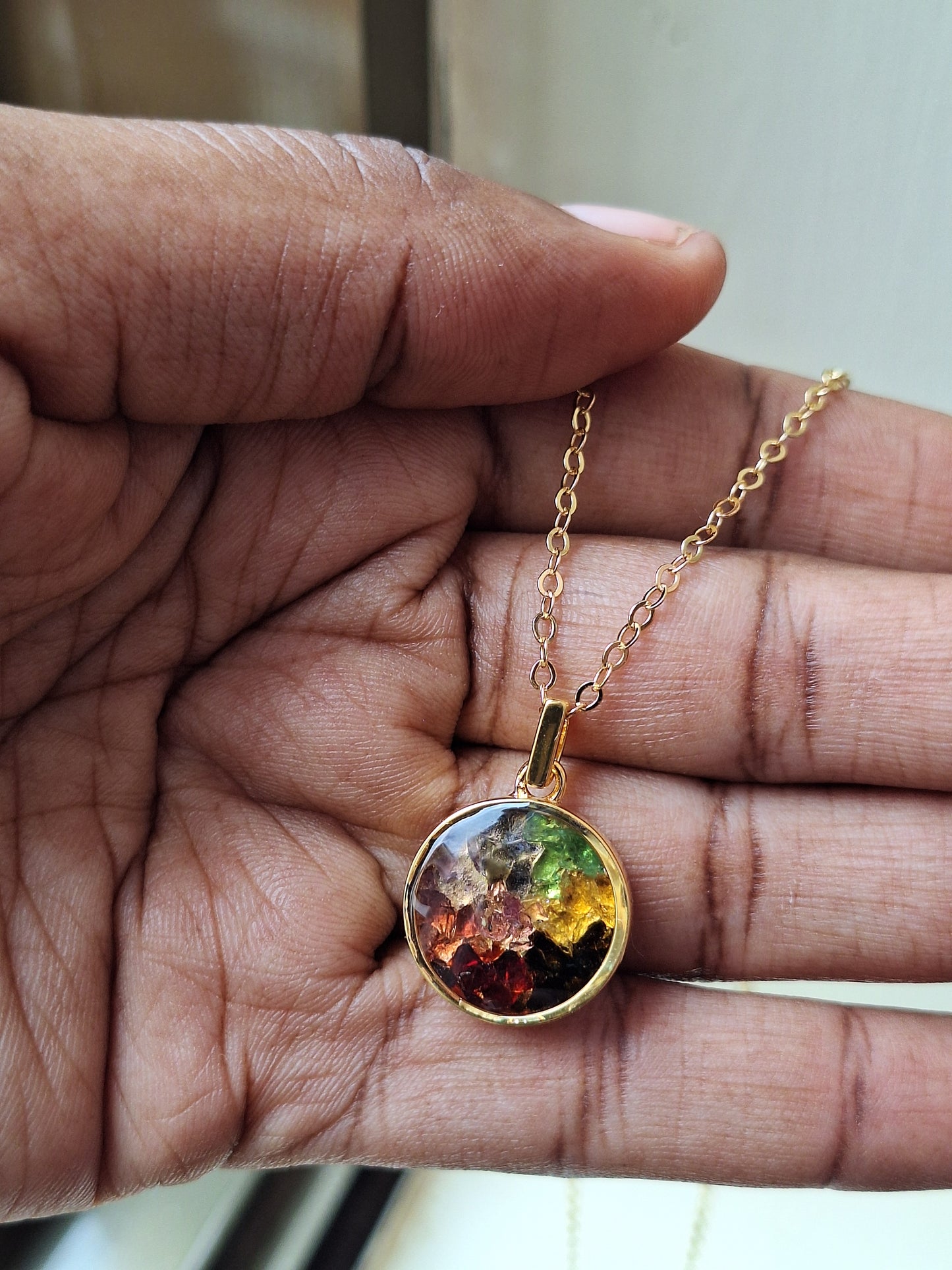Gold Mini Duara Rainbow Necklace