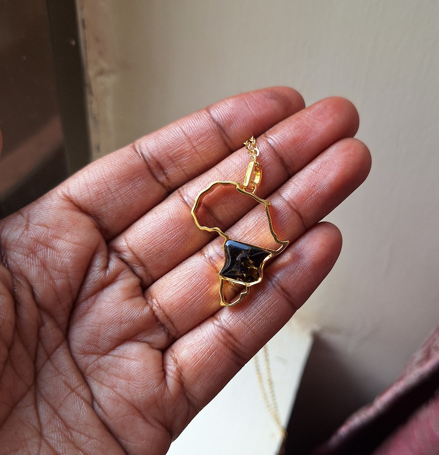 Gold Black Tourmaline Afrika Necklace