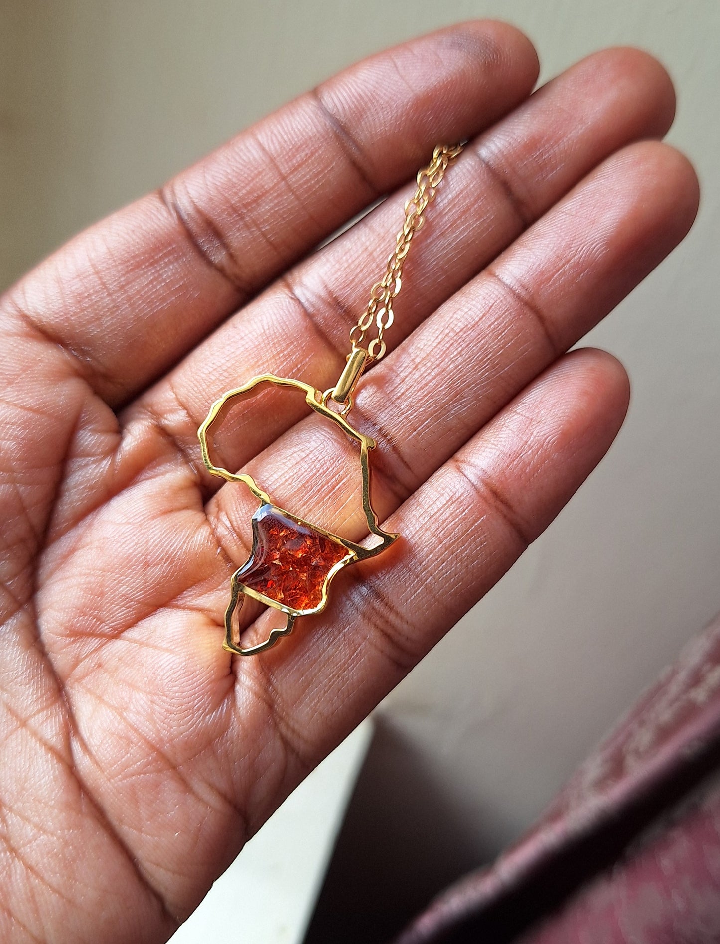 Gold Red Garnet Afrika Necklace