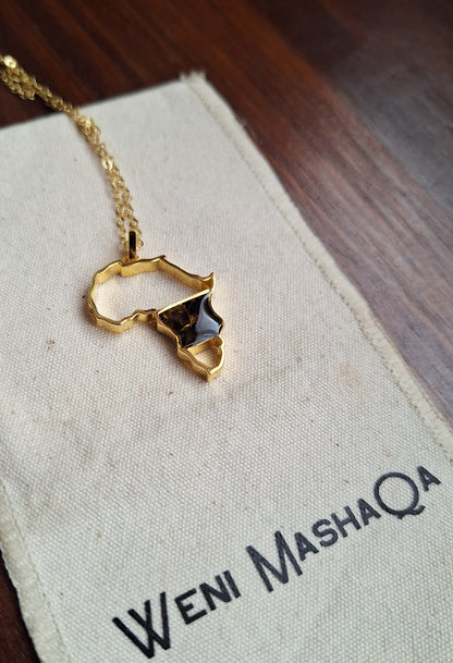 Gold Black Tourmaline Afrika Necklace