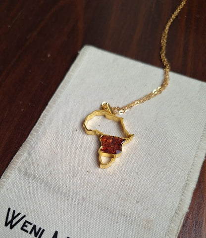 Gold Red Garnet Afrika Necklace