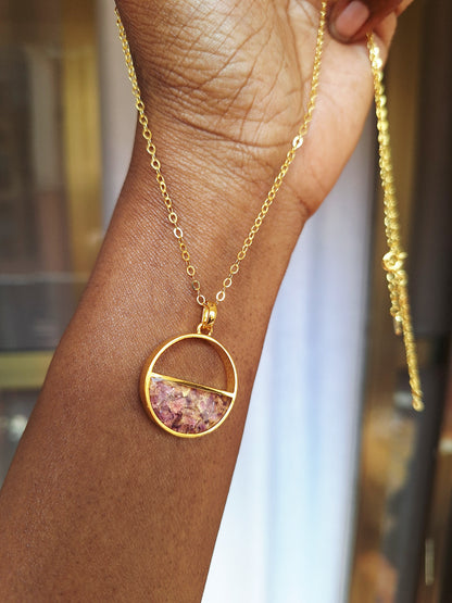 Gold Amethyst Mwezi Necklace