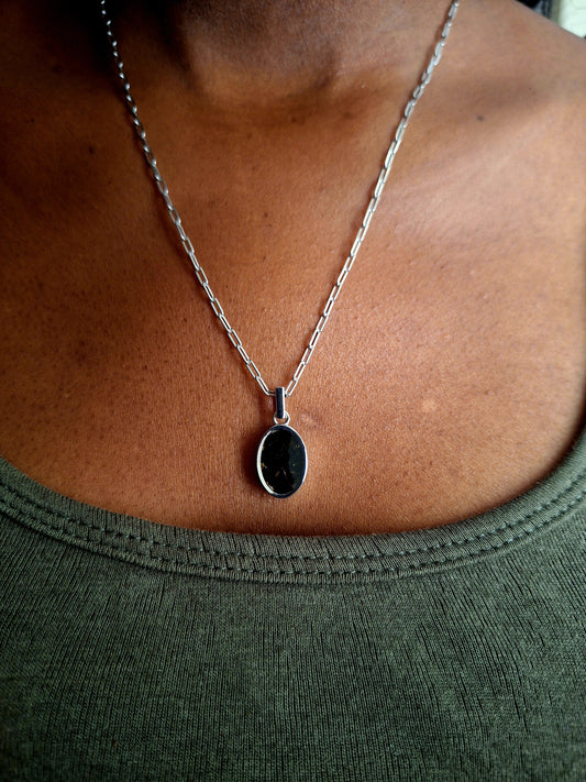 Silver Black Tourmaline Binti Necklace