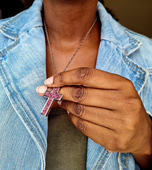 Silver Rhodolite Cross Necklace