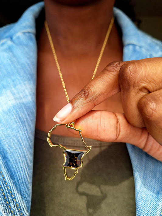 Gold Black Tourmaline Afrika Necklace