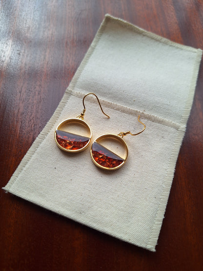 Gold Red Garnet  Mwezi Earrings