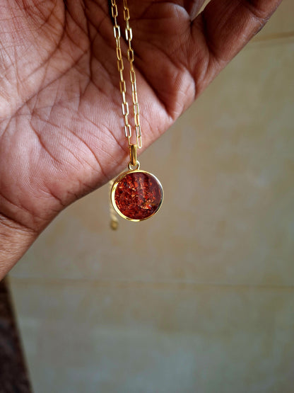 Gold Mini Duara Red Garnet Necklace