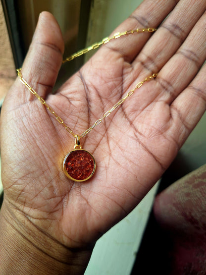 Gold Mini Duara Red Garnet Necklace