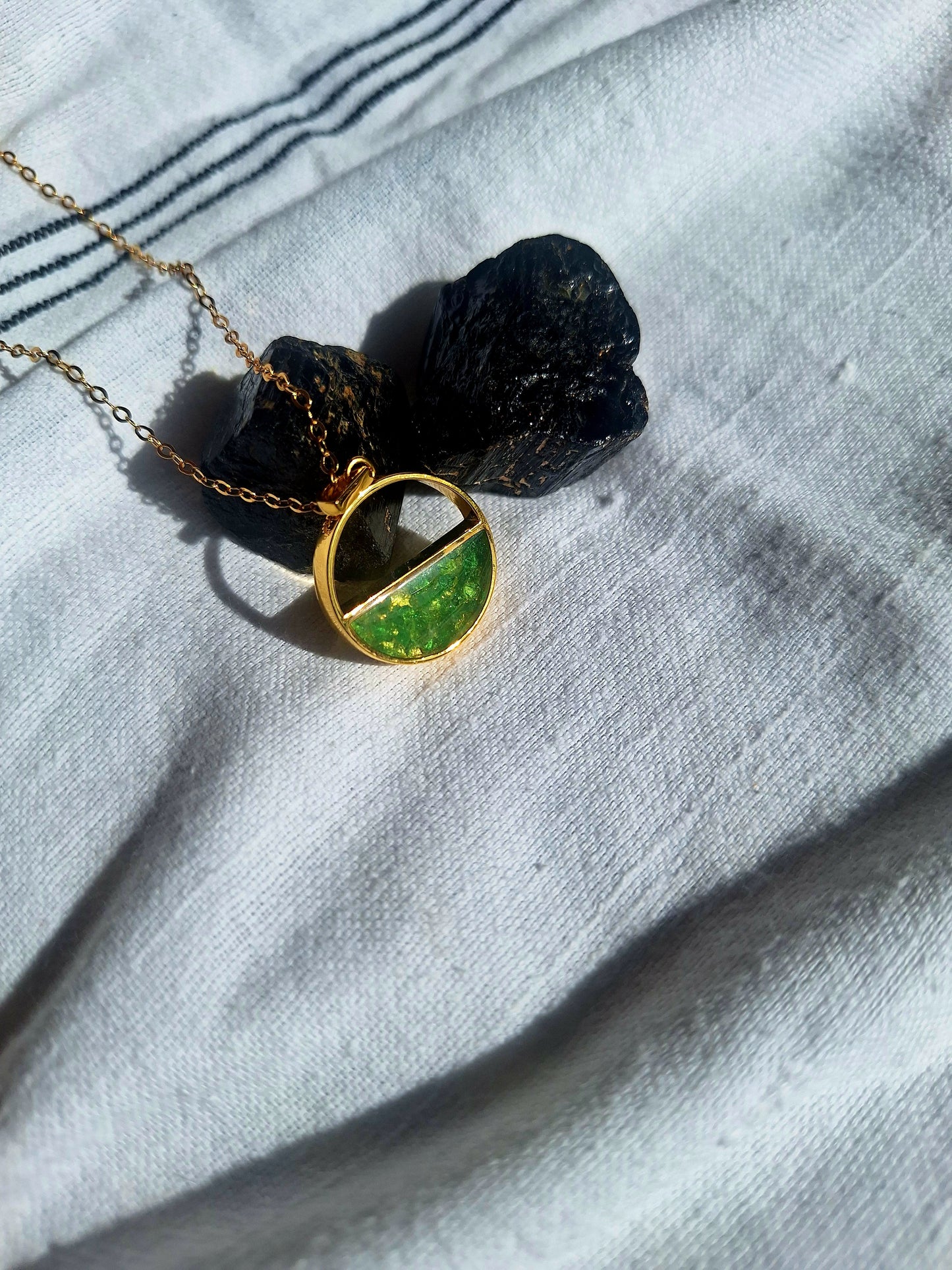 Gold Tsavorite Mwezi Pendant