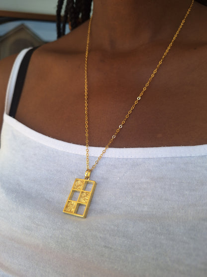 Gold Quartz Bao Pendant