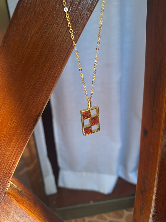Gold Red Garnet Bao Necklace