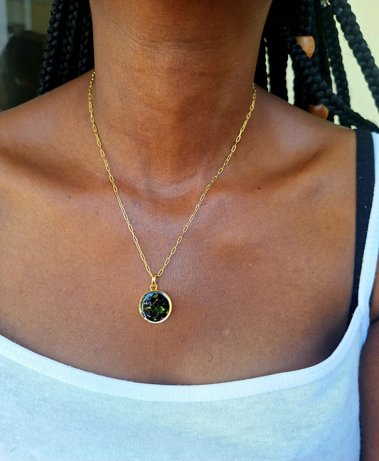 Gold Mini Duara Green Tourmaline Necklace
