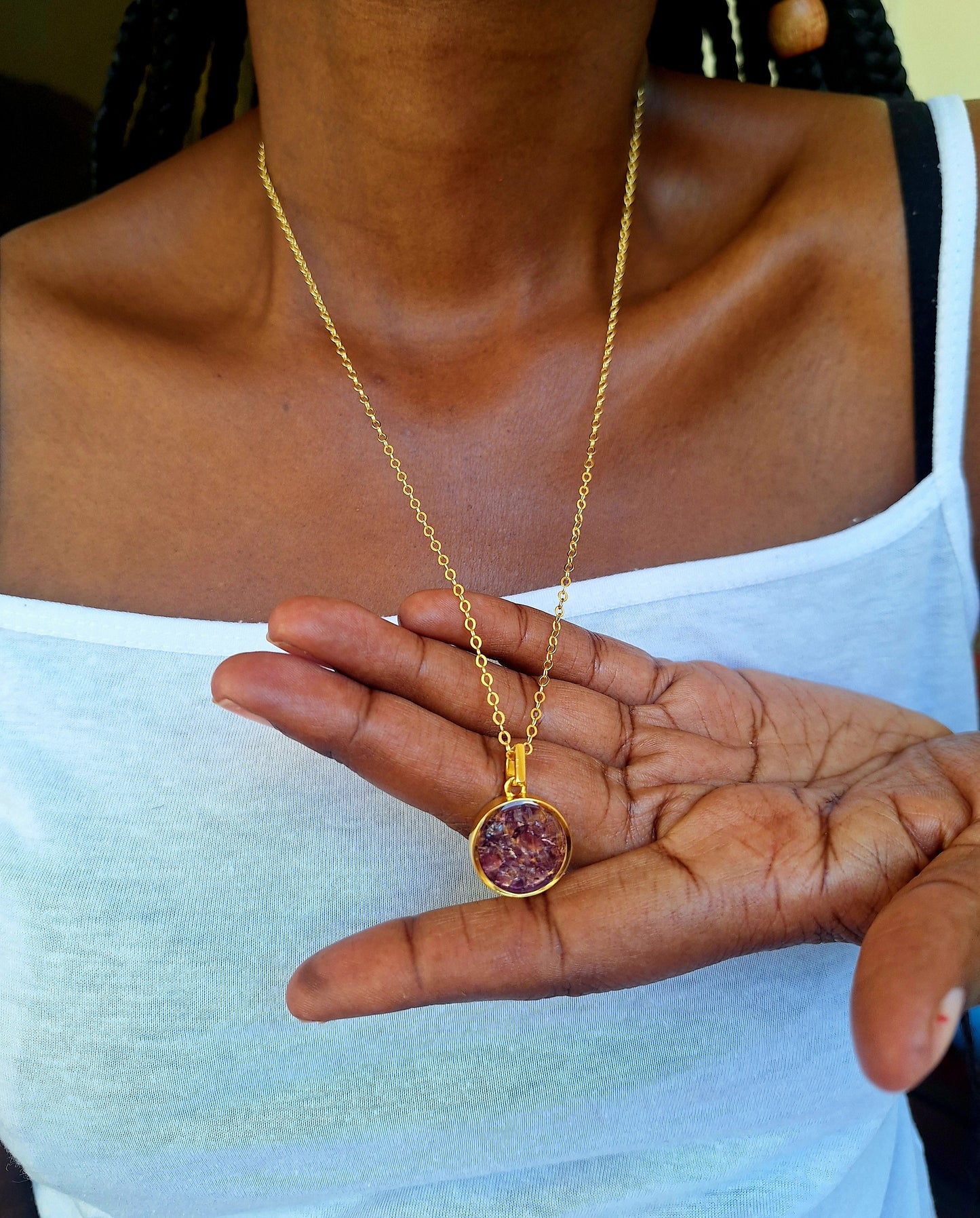 Gold Mini Duara Amethyst Necklace