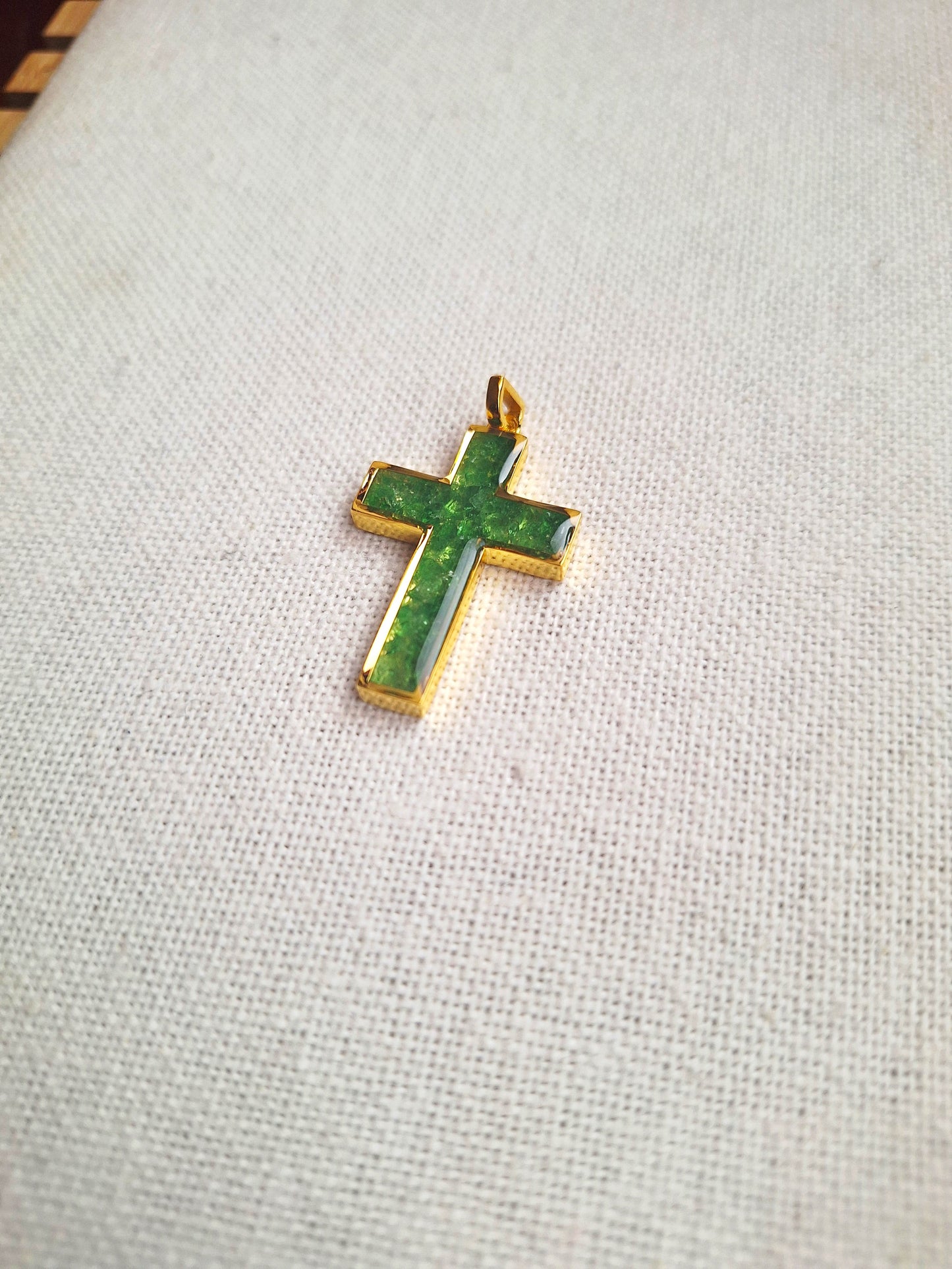 Gold Tsavorite Cross Pendant