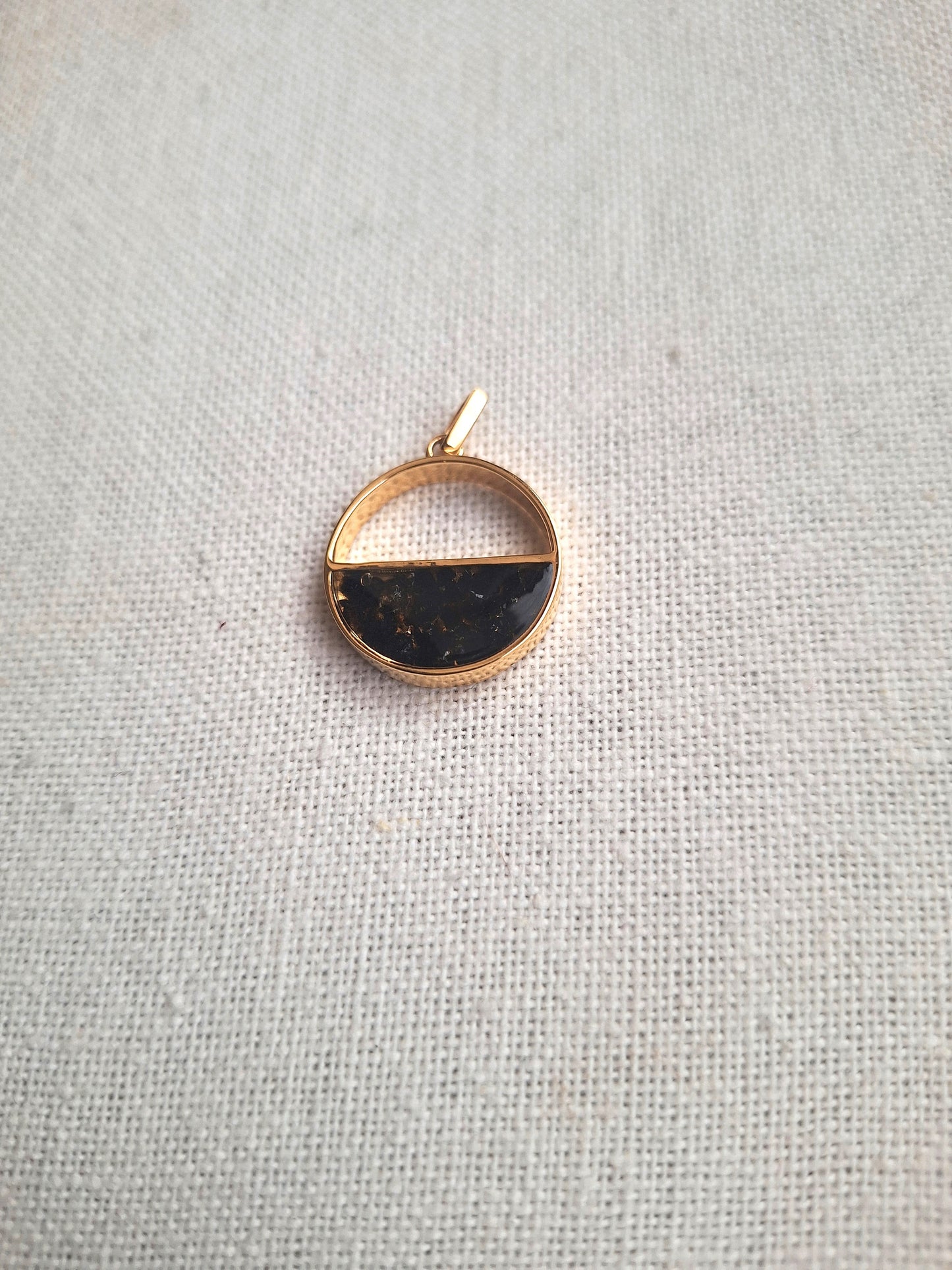 Gold Black Tourmaline Mwezi Pendant