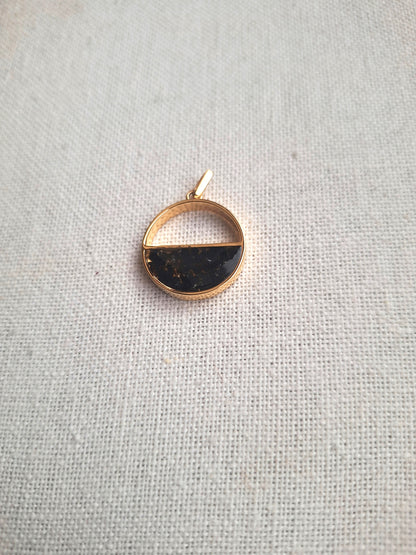 Gold Black Tourmaline Mwezi Pendant