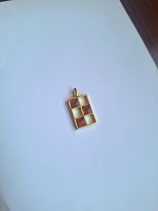 Gold Red Garnet Bao Pendant