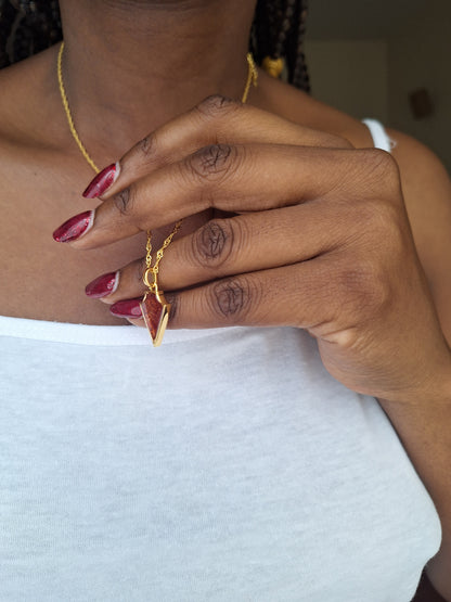 Gold Ngao Red Garnet Necklace