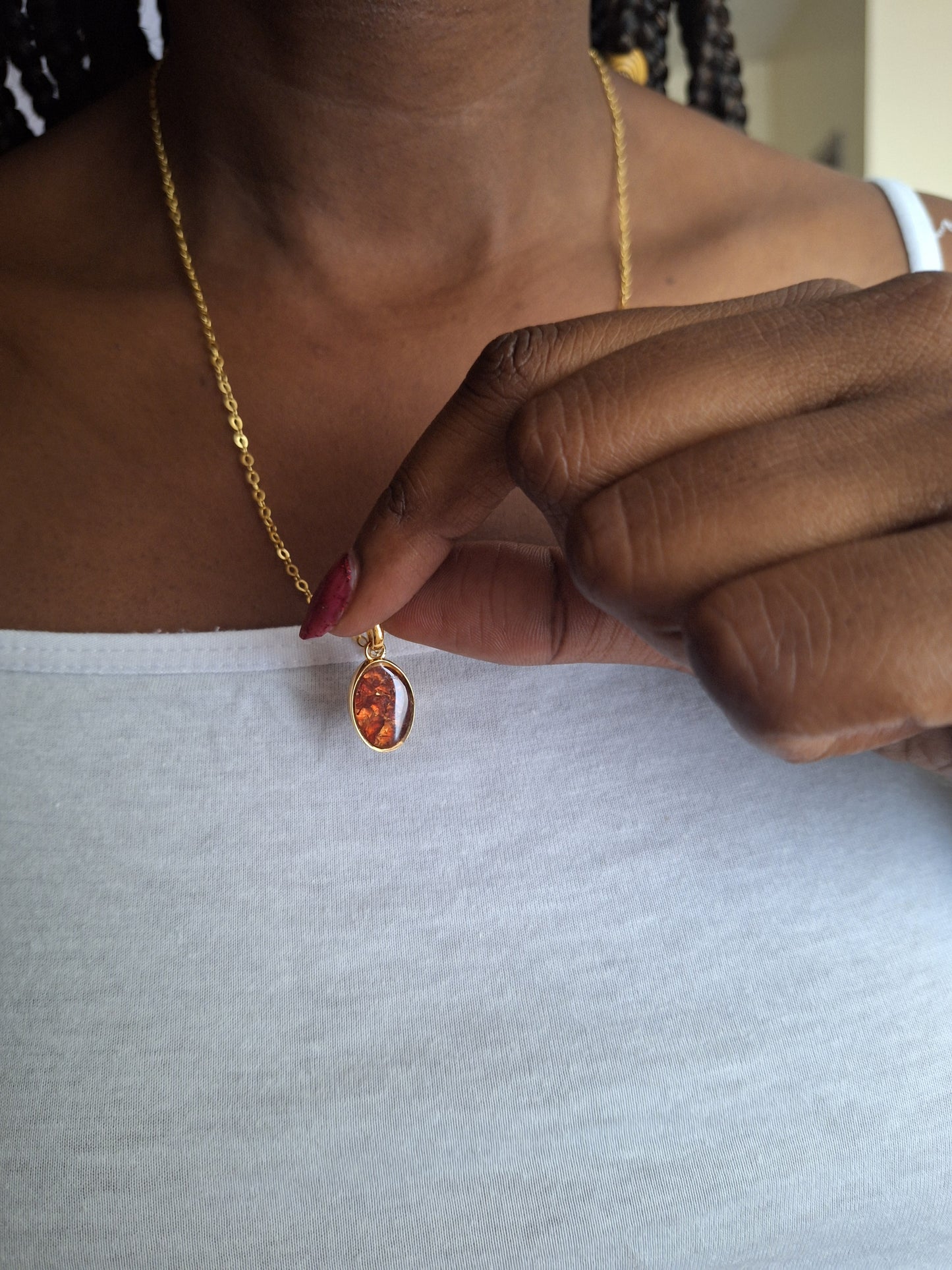 Gold Red Garnet Binti Necklace