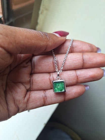 Silver Ajabu Tsavorite & Rhodolite Necklace