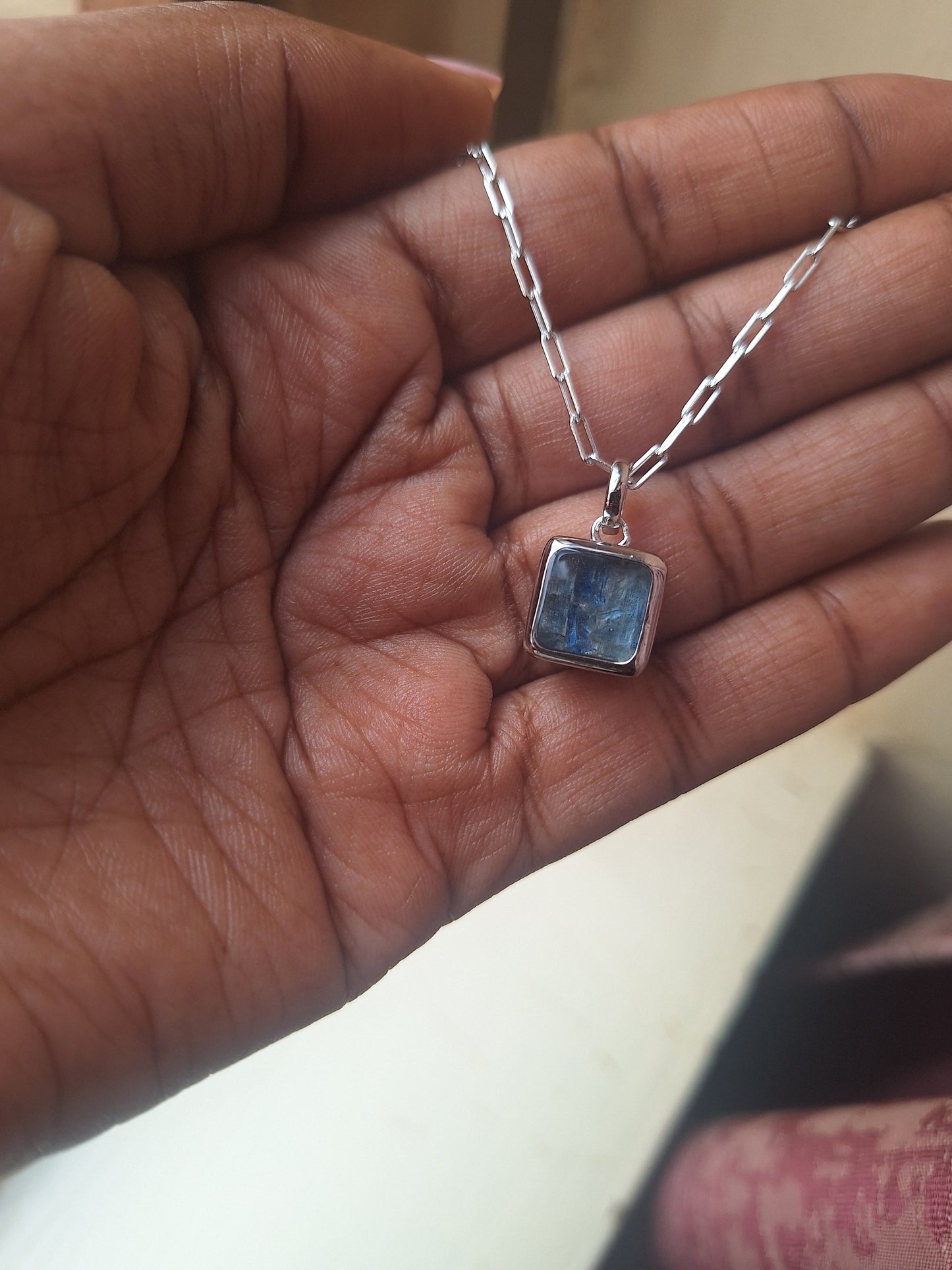 Silver Ajabu Kyanite & Spessartine Necklace