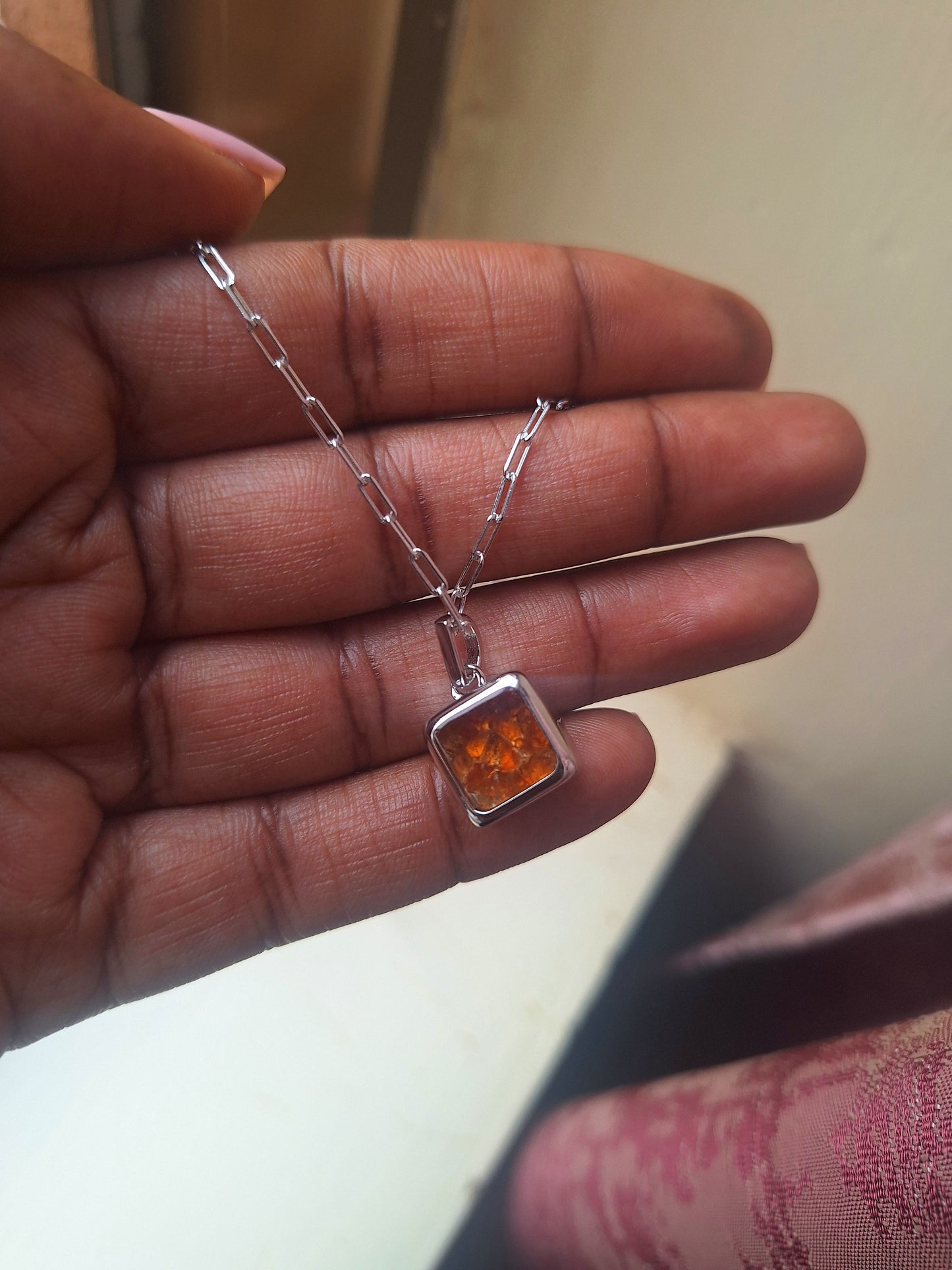 Silver Ajabu Kyanite & Spessartine Necklace
