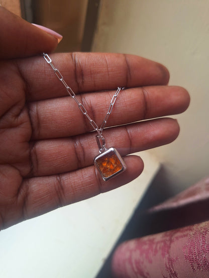 Silver Ajabu Kyanite & Spessartine Necklace