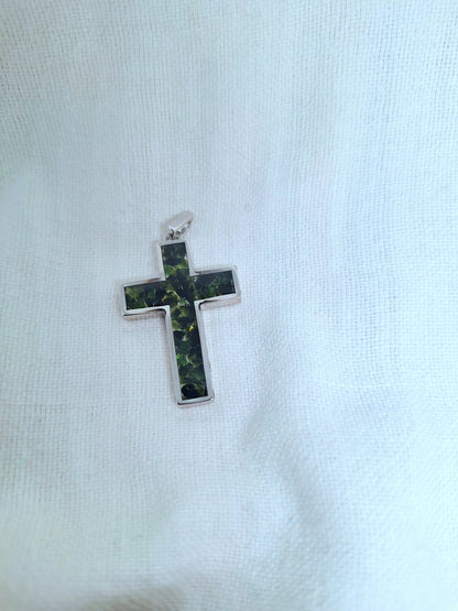 Silver Green Tourmaline Cross Necklace