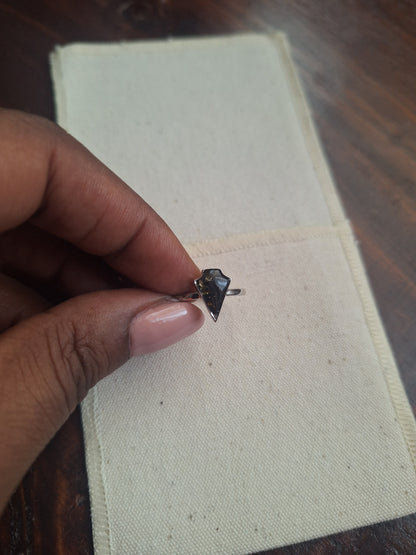 Silver Black Tourmaline Ngao Ring