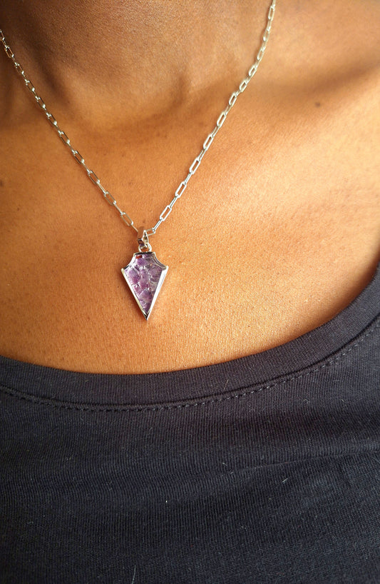 Silver Amethyst Ngao Necklace