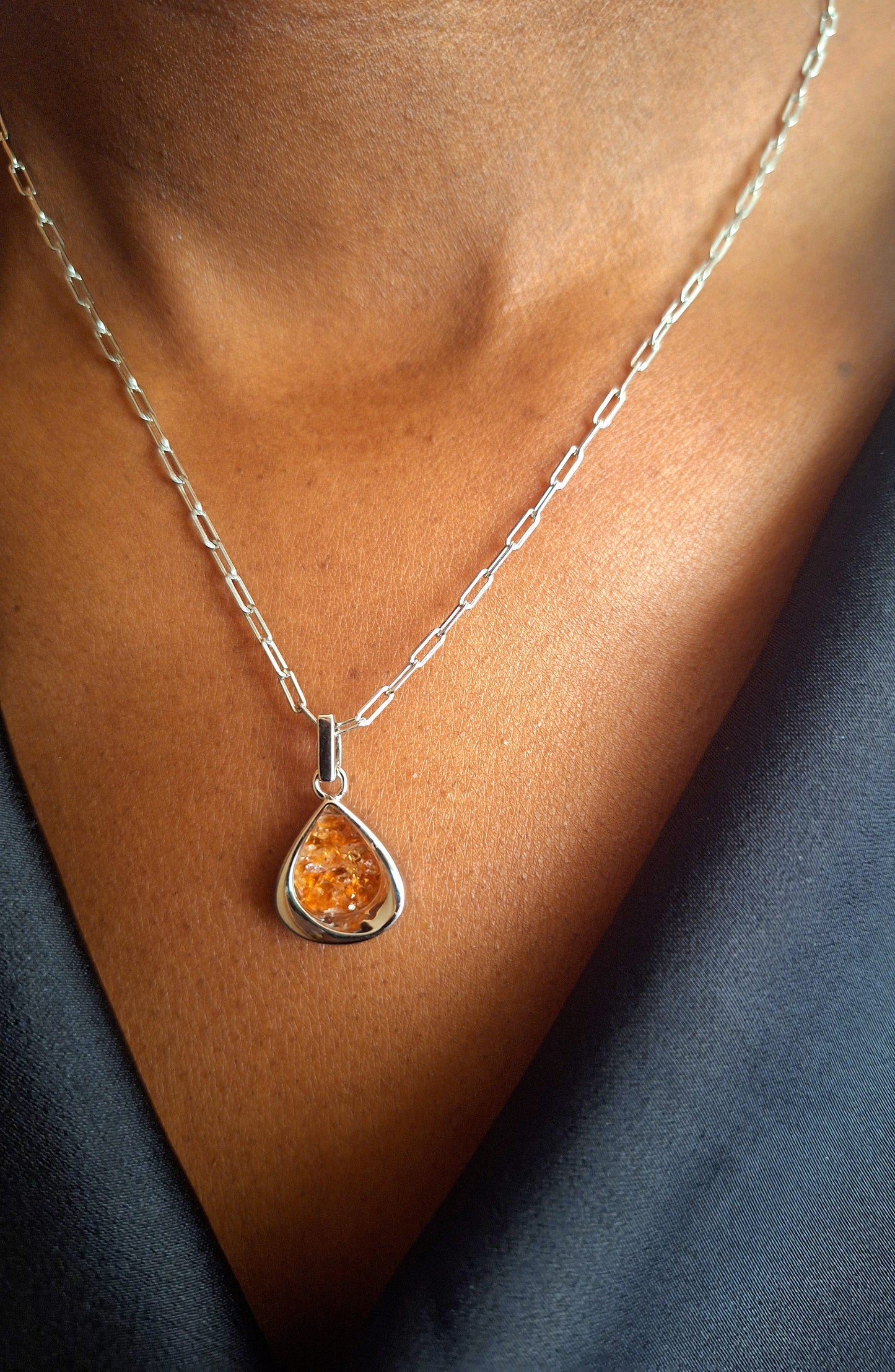 Silver Spessartine Mao Necklace