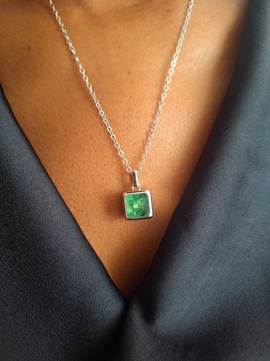 Silver Tsavorite & Rhodolite Ajabu Necklace