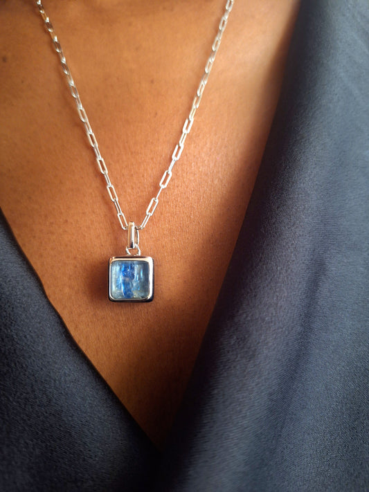 Silver Kyanite & Spessartine Ajabu Necklace