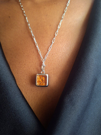 Silver Kyanite & Spessartine Ajabu Necklace