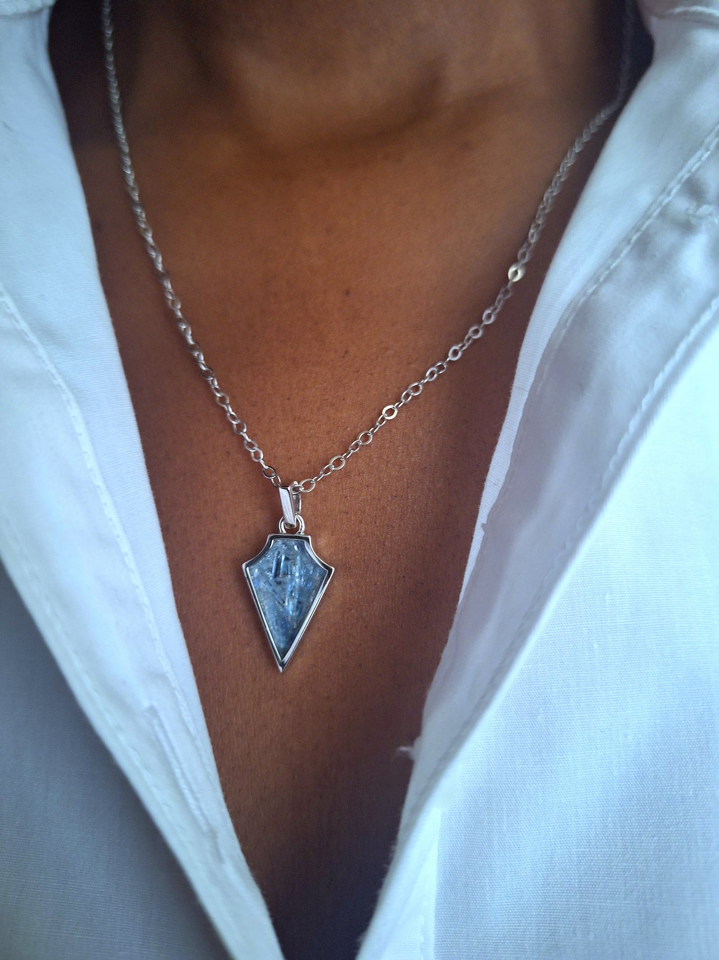 Silver Kyanite Ngao Necklace