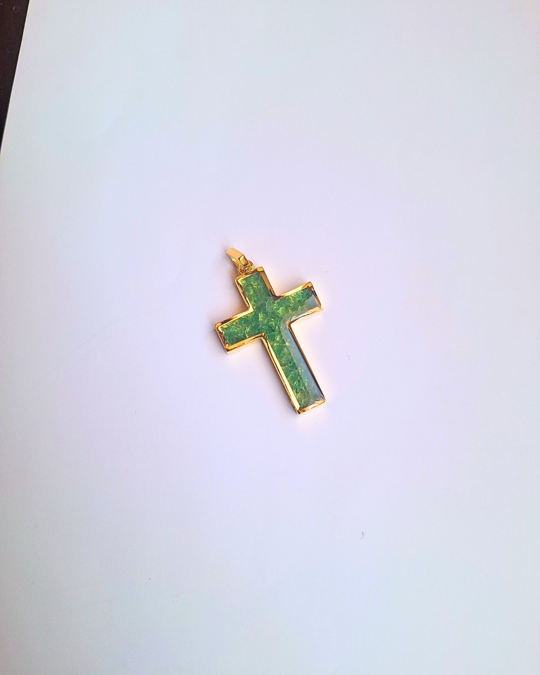 Gold Tsavorite Cross Pendant