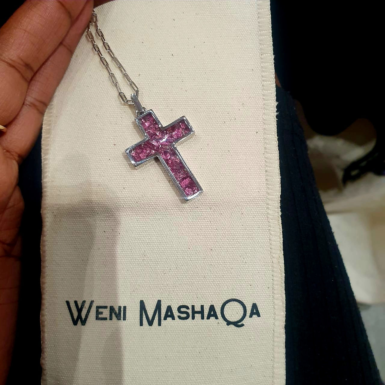 Silver Rhodolite Cross Necklace