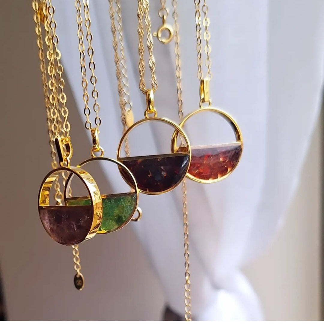Gold Mwezi Gemstone Necklaces