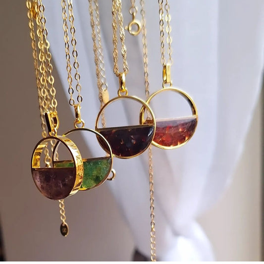 Gold Mwezi Gemstone Necklaces